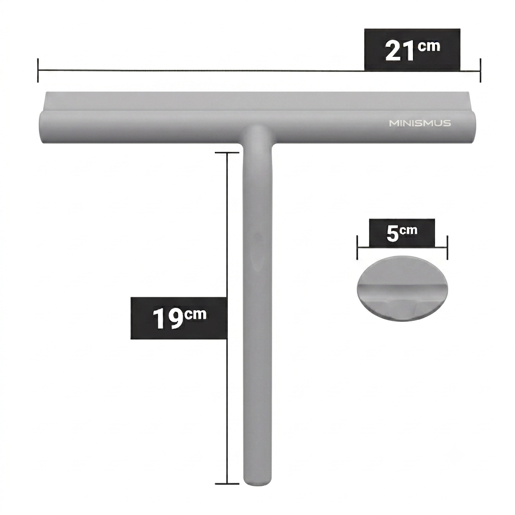 Douchewisser 21 cm met magnetische wandhaak, siliconen blad met stalen kern
