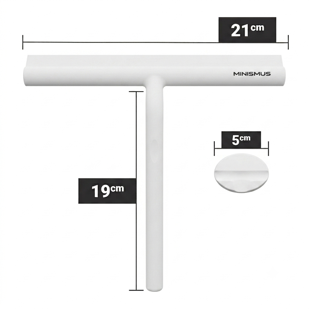 Douchewisser 21 cm met magnetische wandhaak, siliconen blad met stalen kern