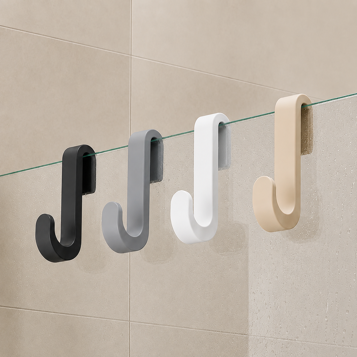 Douchedeurhaken met siliconencoating, set van 2, voor glas 6 tot 10 mm