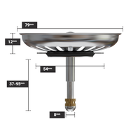 Korfplug 79 mm met verstelbare schroefpin 37 tot 95 mm, roestvrij staal