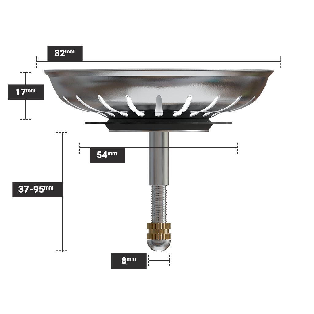 Korfplug 82 mm met verstelbare schroefpin 37 tot 95 mm, roestvrij staal