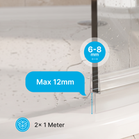 Halfronde douchestrip met waterkering, 2 × 100 cm, voor glas 6 tot 8 mm