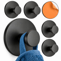 5-teiliges schwarzes WC-Set - Ersatzrollenhalter mit Abdeckung & freistehender Toilettenpapierhalter für 5 Rollen - WC-Bürstenhalter, Mülleimer & Wandhaken