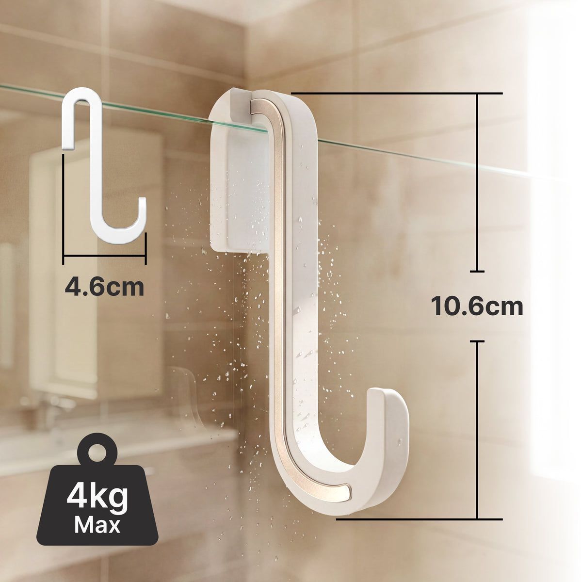 Douchedeurhaken met siliconencoating, set van 2, voor glas 6 tot 10 mm