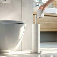 Staande reserverolhouder voor 5 toiletrollen, met verzwaarde antislip voet