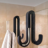 Dubbelzijdige douchedeurhaken met siliconencoating, set van 2, voor glas 6 tot 10 mm