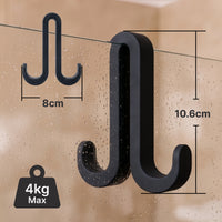 Dubbelzijdige douchedeurhaken met siliconencoating, set van 2, voor glas 6 tot 10 mm