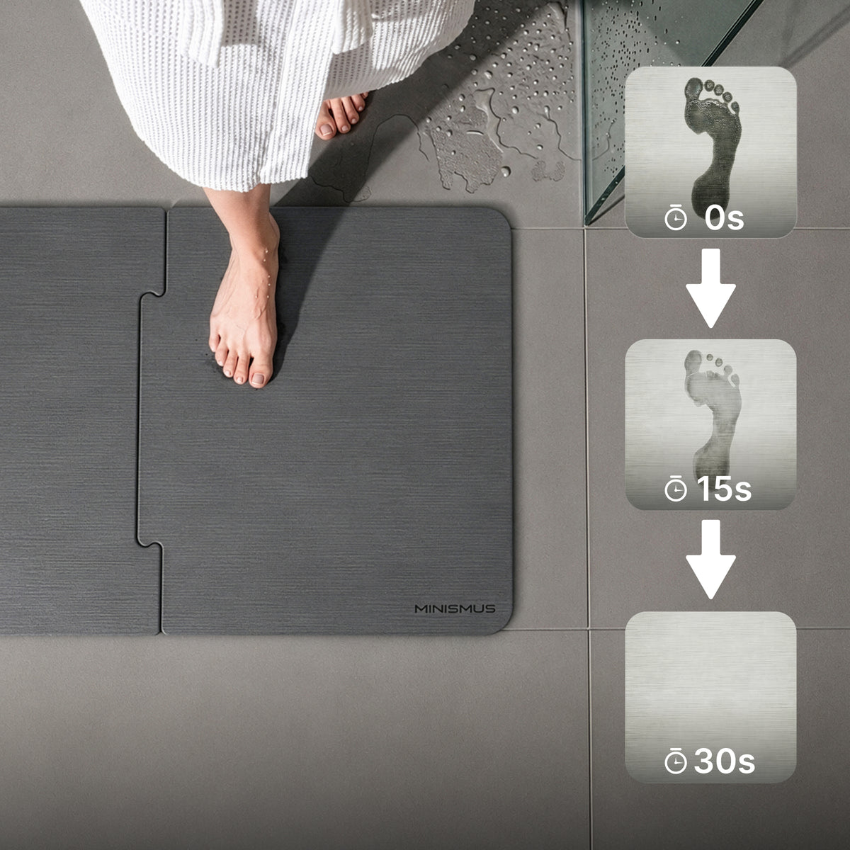 XXL Sneldrogende badmat van diatomiet 80 × 50 cm, sneldrogend en antislip