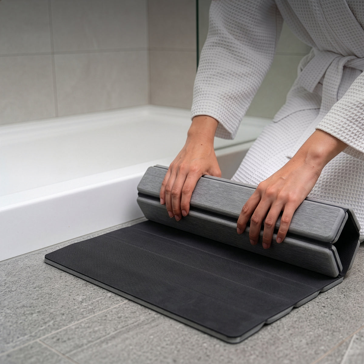 Oprolbare diatomiet badmat 60 × 40 cm, sneldrogend en antislip