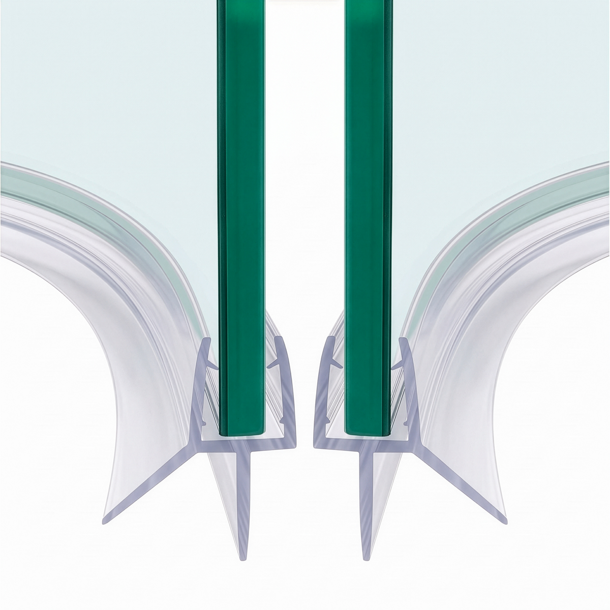 Halfronde douchestrip met waterkering, 2 × 100 cm, voor glas 6 tot 8 mm