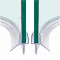 Halfronde douchestrip met waterkering, 2 × 100 cm, voor glas 6 tot 8 mm