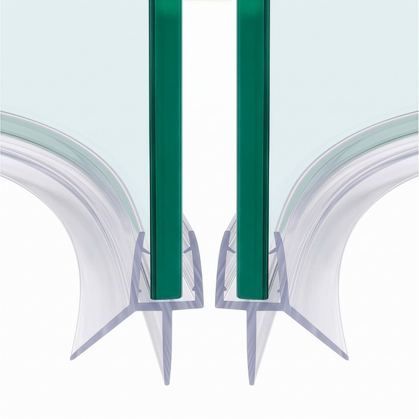 Halfronde douchestrip met waterkering, 2 × 100 cm, voor glas 6 tot 8 mm