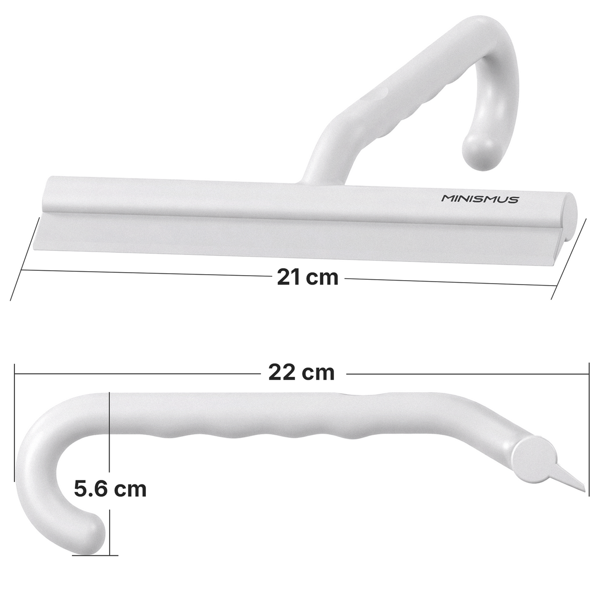 Douchewisser 21 cm met ingebouwde ophanghaak en siliconen blad