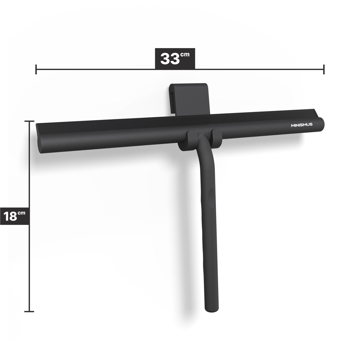 Extra brede douchewisser 33 cm met deurhaak, siliconen blad met stalen kern
