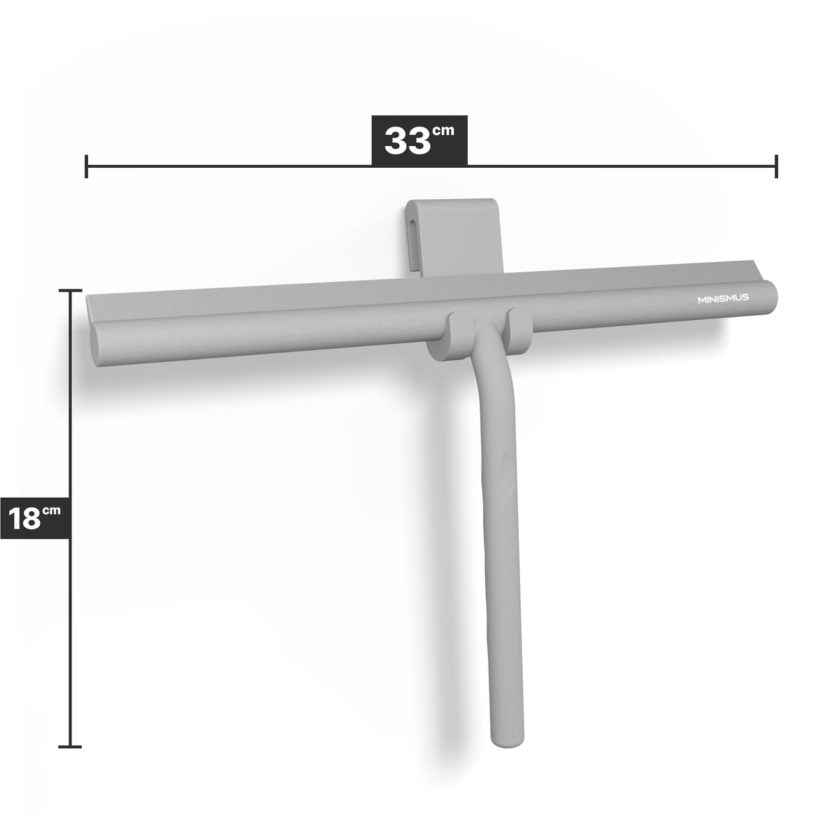 Extra brede douchewisser 33 cm met deurhaak, siliconen blad met stalen kern