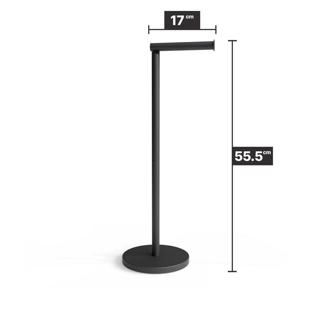 Staande toiletrolhouder 2 in 1 voor 5 rollen, met click up arm en verzwaarde voet