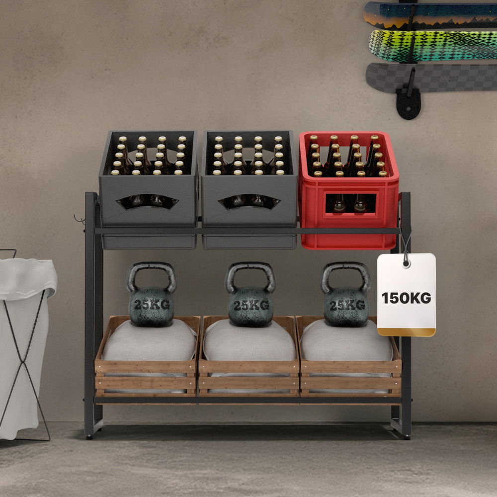 Krattenrek voor 6 kratten, draagvermogen 150 kg, inclusief 2 ophanghaken