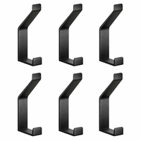 Dubbele aluminium wandhaken, set van 6, draagvermogen tot 15 kg