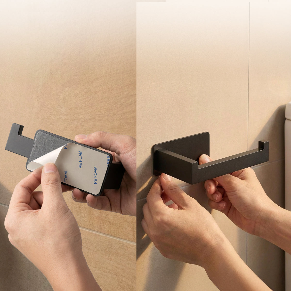 Zelfklevende toiletrolhouder 2 in 1, zonder boren