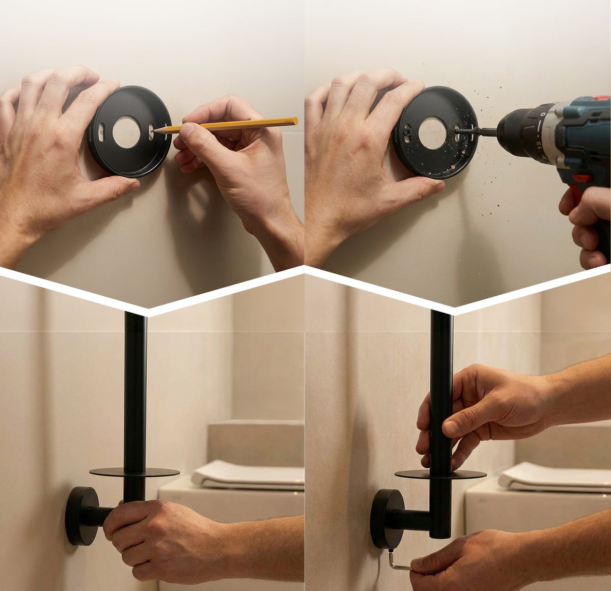 Wandgemonteerde reserverolhouder voor 3 toiletrollen, roestvrij staal
