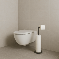 Staande toiletrolhouder 2 in 1 voor 5 rollen, met click up arm en verzwaarde voet