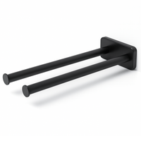 Towel Bar Holder Black 41cm – Dual Arm, Rust Resistant