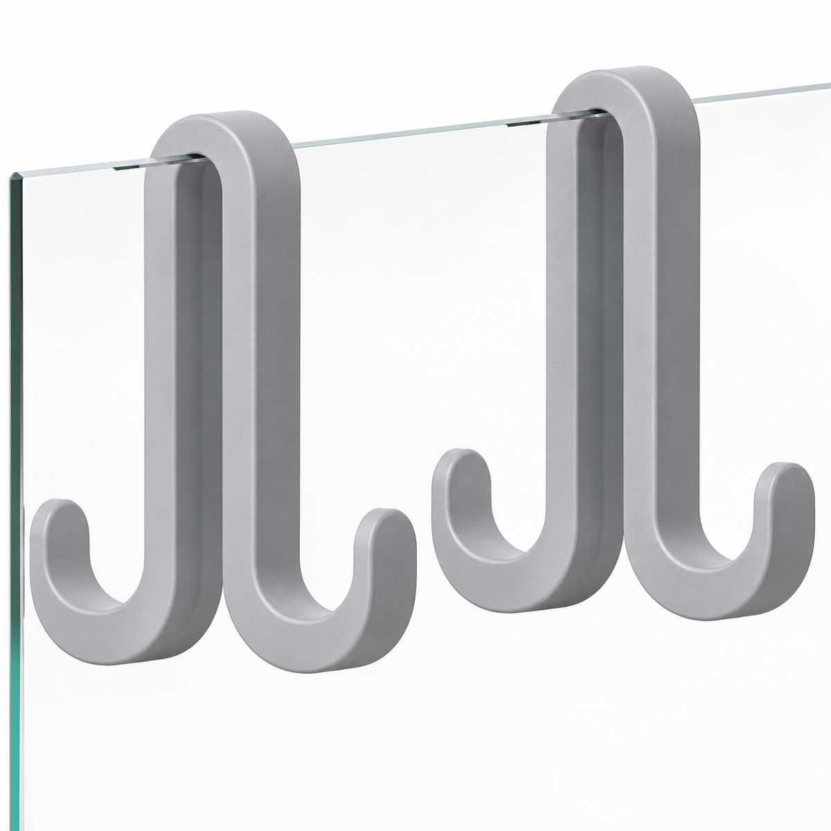 Dubbelzijdige douchedeurhaken met siliconencoating, set van 2, voor glas 6 tot 10 mm
