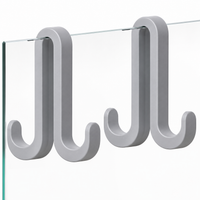 Dubbelzijdige douchedeurhaken met siliconencoating, set van 2, voor glas 6 tot 10 mm