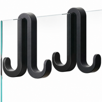 Dubbelzijdige douchedeurhaken met siliconencoating, set van 2, voor glas 6 tot 10 mm