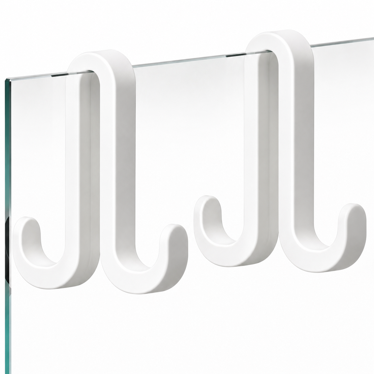 Dubbelzijdige douchedeurhaken met siliconencoating, set van 2, voor glas 6 tot 10 mm