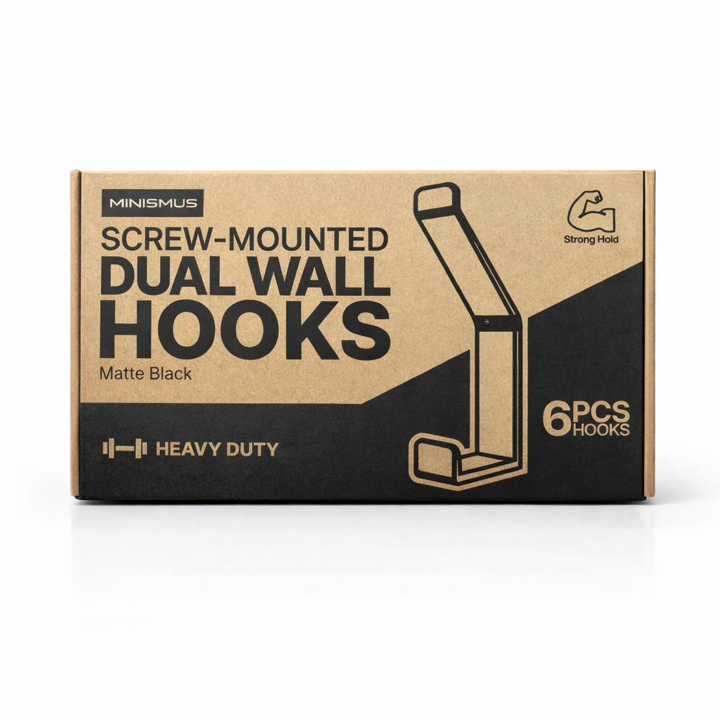 Dubbele aluminium wandhaken, set van 6, draagvermogen tot 15 kg