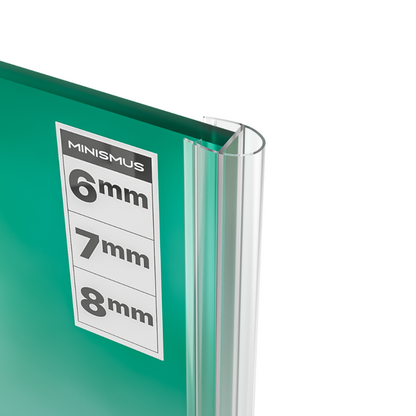 Verticale douchedeurstrip D profiel, 2 × 200 cm, voor glas 6 tot 8 mm