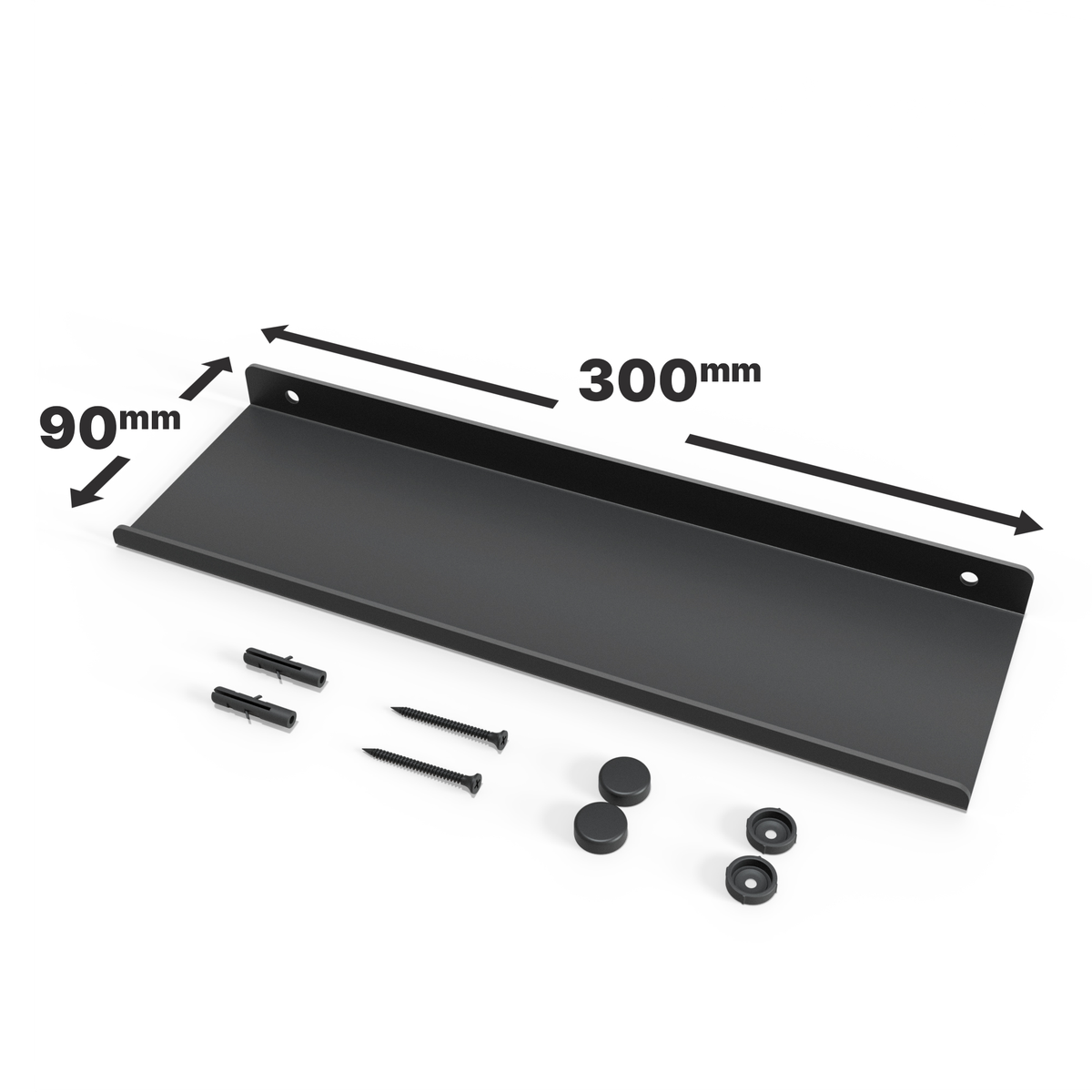 Zwevende wandplank 30 × 9 cm met opstaande rand, roestvrij staal, draagvermogen 10 kg