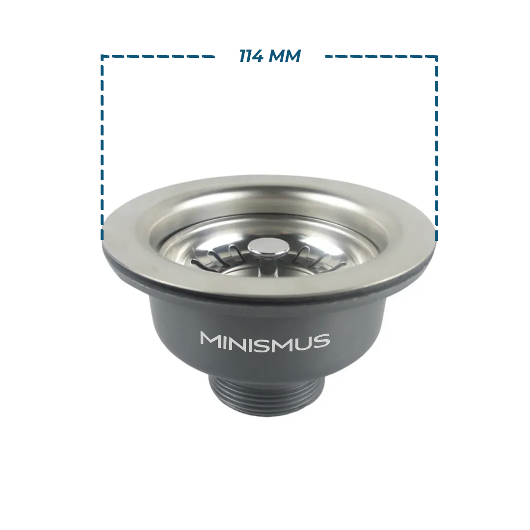 Gootsteenafvoer met korfplug, buitendiameter 114 mm, G1 1/2 aansluiting, zonder overloop