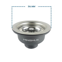 Gootsteenafvoer met korfplug, buitendiameter 114 mm, G1 1/2 aansluiting, zonder overloop